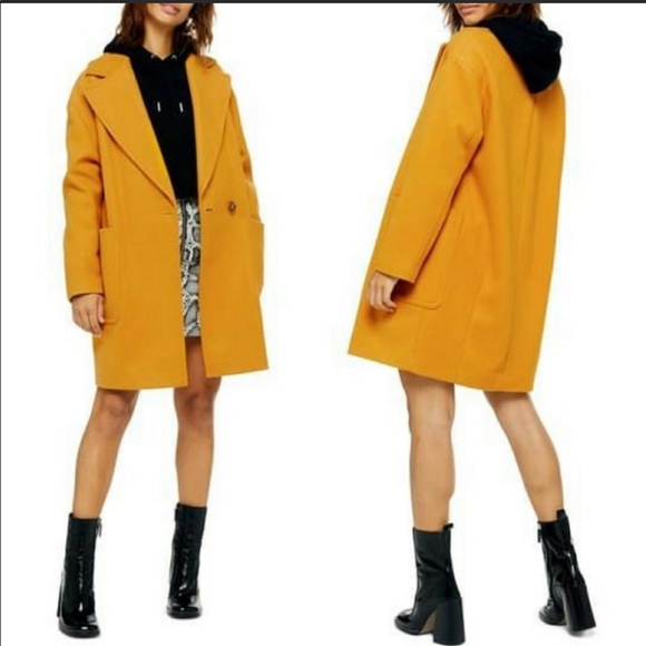 Topshop Jackets & Blazers - Topshop Carly Coat Mustard Yellow One Button coat
